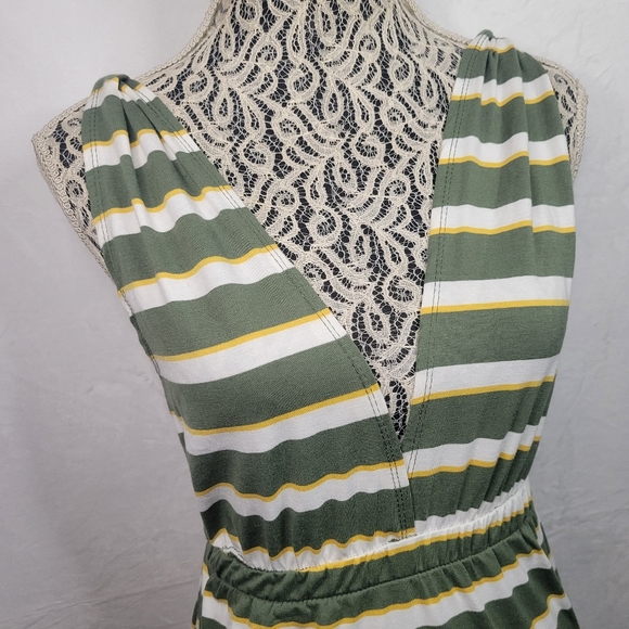 NWT Green & White Striped Maxi Dress - Picture 2 of 8